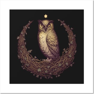 Owl Hedera Moon Posters and Art